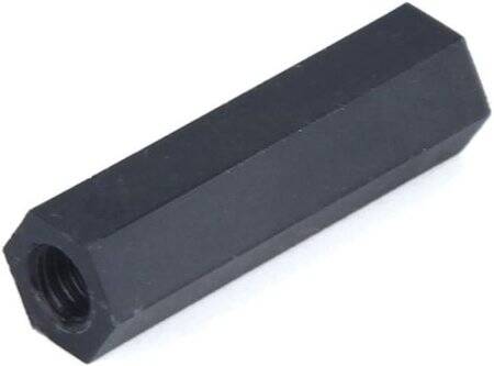 M2-5x15mm Black Nylon Double Pass Hexagonal Column Isolation Column - 2