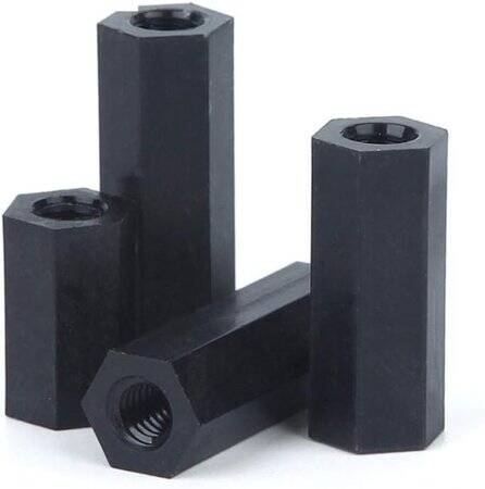 M2-5x15mm Black Nylon Double Pass Hexagonal Column Isolation Column - 4