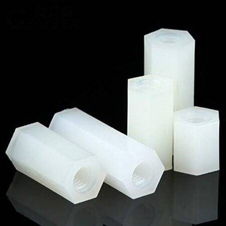 M2-5x20mm White Nylon Double Pass Hexagonal Column Isolation Column - 1