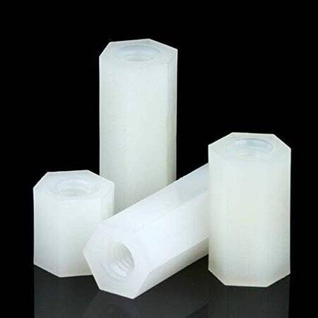 M2-5x20mm White Nylon Double Pass Hexagonal Column Isolation Column - 2