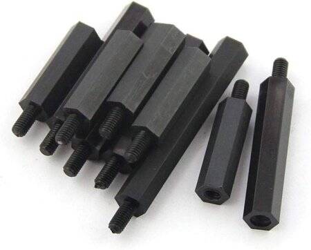 M2-5x25+6mm Black Hexagonal Nylon Column Single Head - 4