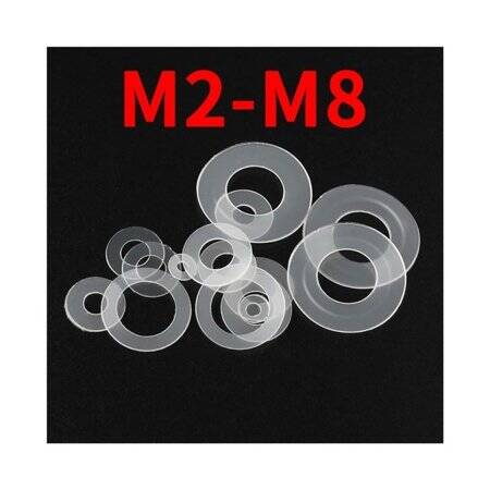 M2-5x5x0-3mm White Nylon Flat Washer - 3