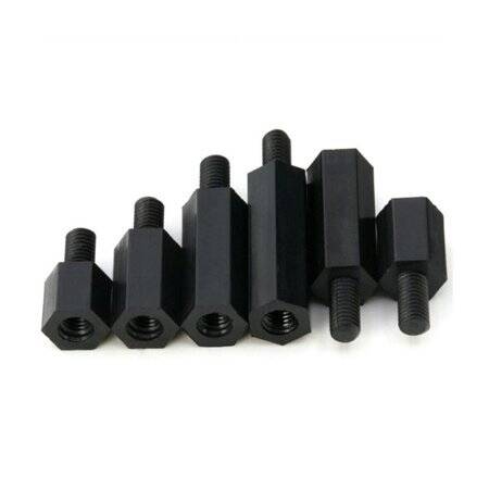 M2-5x8+6mm Black Hexagonal Nylon Column Single Head - 1