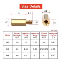 M2.5 12mm Female-Male Spacer (Standoff) Hexagon Copper Stud-M2.5 12mmFemale + 4mm Male - 2