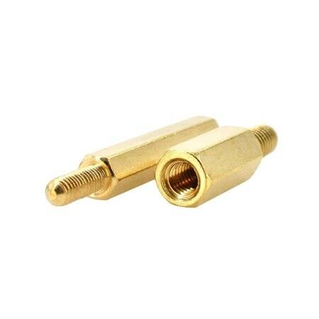 M2.5 12mm Female-Male Spacer (Standoff) Hexagon Copper Stud-M2.5 12mmFemale + 4mm Male - 5