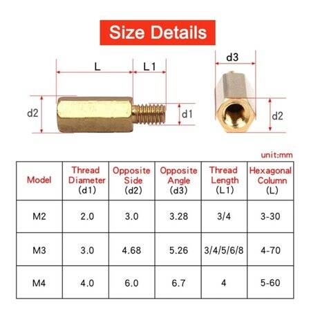 M2.5 18mm Female-Male Spacer (Standoff) Hexagon Copper Stud-M2.5 18mmFemale + 4mm Male - 2