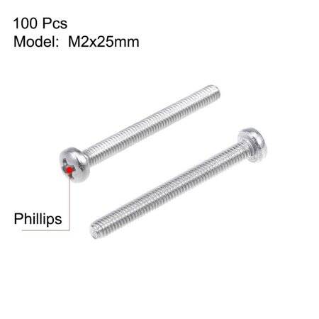 M2x25 304 Stainless Steel Cross Recessed Pan Head Screws Phillips Screws - 2