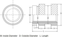 M3 10x4.2mm Brass KnurLed Injection Molding Nut OD=4.2mm - 2