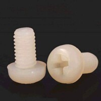 M3x10 White Plastic Nylon Pan Head Phillips Screw - 1