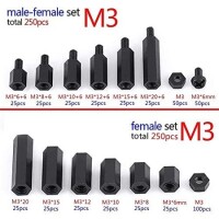 M3x10+6mm Black Hexagonal Nylon Column Single Head - 3