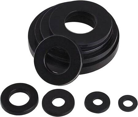 M3x10x1mm Black Nylon Flat Washer - 2