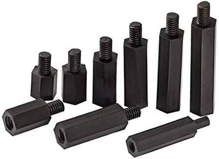 M3x15+6mm Black Hexagonal Nylon Column Single Head - 1