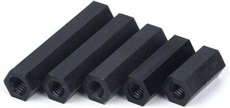 M3x15mm Black Nylon Double Pass Hexagonal Column Isolation Column - 5