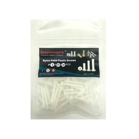 M3x25 White Plastic Nylon Pan Head Phillips Screw - 1