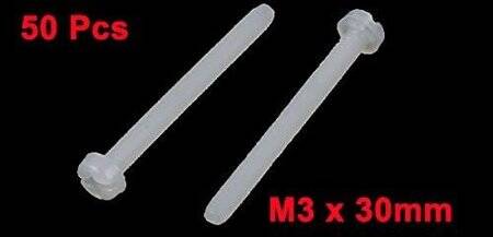 M3x30 White Plastic Nylon Pan Head Phillips Screw - 3