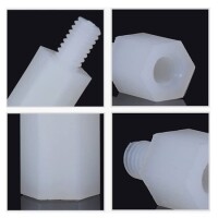 M3x35+6mm White Hexagonal Nylon Column Single Head - 4