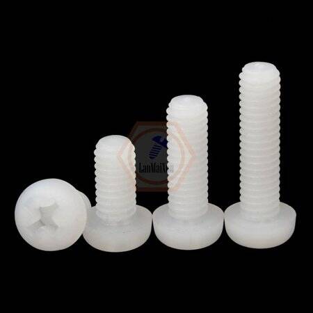 M3x4 White Plastic Nylon Pan Head Phillips Screw - 4