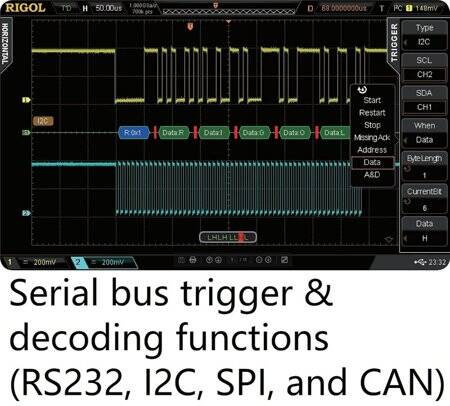 MCH DS-2300CA 300MHz Color Display 1GSa/s Sampling 2 Channel Digital Oscilloscope US Plug - 5