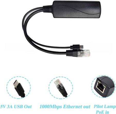 Mirco USB 100M PoE Splitter 48V To 5V 3A - 2