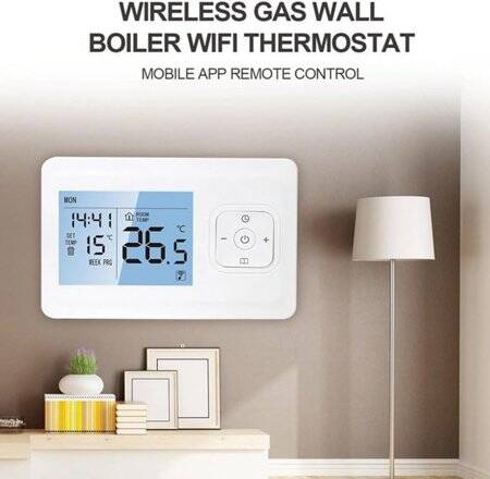 MK70GA Smart WiFi Thermostat LCD Touch Screen Boiler Type Remote Temperature Control 3A For Tuya APP-Black Panel - 4