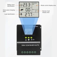 MPPT 100A 12V/24V/36V/48V/60V Solar Charge Controller - Dual USB - LCD Display - Automatic Solar Cell Charger - Regulator With Charge With Aluminum Plate - 5