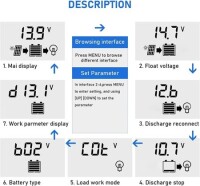 MPPT 100A 12V/24V/36V/48V/60V Solar Charge Controller - Dual USB - LCD Display - Automatic Solar Cell Charger - Regulator With Charge With Aluminum Plate - 4