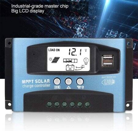 MPPT 30A 12/24V Solar Charge Controller - Dual USB - LCD Display - Automatic Solar Cell Charger - Regulator With Charge - 2