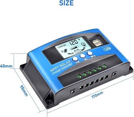 MPPT 30A 12V/24V/36V/48V/60V Solar Charge Controller - Dual USB - LCD Display - Automatic Solar Cell Charger - Regulator With Charge - 3