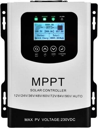 MPPT 60A 12V/24V/48V/72V/96V Intelligent LCD Solar Controller - PV Voltage 0V-230V - 1