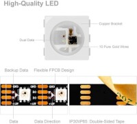 Non-Waterproof 12V WS2815 RGB5050 Black SMD LED Strip 60 LED/Meter Flexible 5M/Roll IP30 - 5