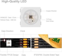 Non-Waterproof 5V SK9822 APA102C RGB5050 Black SMD LED Strip 30 LED/Meter Flexible 5M/Roll IP30 - 3