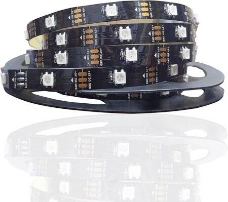 Non-Waterproof 5V WS2812B RGB5050 Black SMD LED Strip 30 LED/Meter Flexible 5M/Roll IP30 - 1