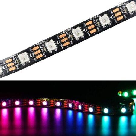 Non-Waterproof 5V WS2812B RGB5050 Black SMD LED Strip 60 LED/Meter Flexible 5M/Roll IP30 - 1