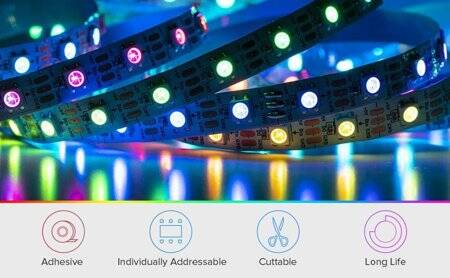 Non-Waterproof 5V WS2813B RGB5050 White SMD LED Strip 60 LED/Meter Flexible 5M/Roll IP30 - 4