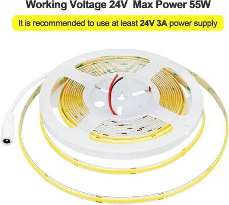 Non-Waterproof FC0B Ra09 3000K Warm White 24V SMD LED Strip 416 LED/Meter Flexible 5M/Roll 8mm Wide - 4