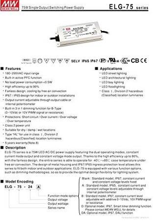 Original Taiwan MEAN WELL ELG-75-36A-3Y Waterproof Power Supply - 4