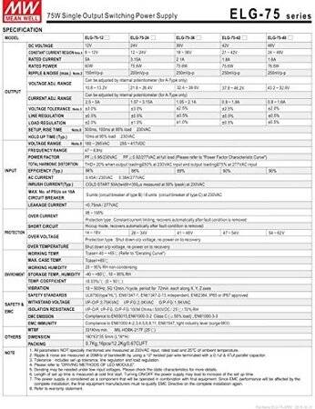 Original Taiwan MEAN WELL ELG-75-36A-3Y Waterproof Power Supply - 5