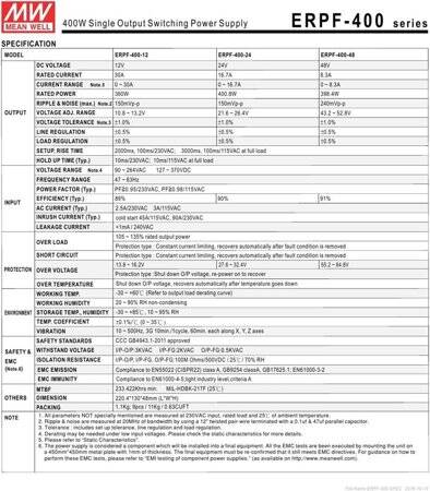 Original Taiwan MEAN WELL ERP-400-12 Rainproof Power Supply - 2