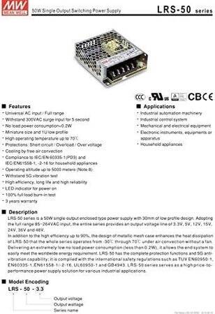 Original Taiwan MEAN WELL LRS-50-48 Power Supply - 5