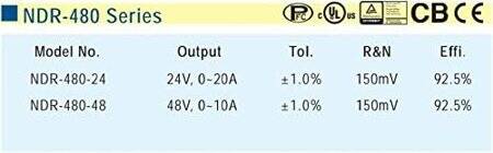 Original Taiwan MEAN WELL NDR-480-24 Rail Power Supply - 3
