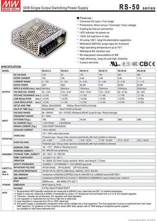 Original Taiwan MEAN WELL RS-50-5 Power Supply
- 3