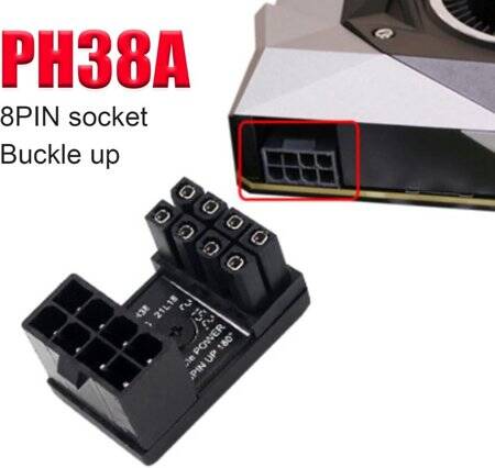 PH38A ATX 8 Pin Adapter ATX 8 Pin Female To 8 Pin Male 180 Degree Angled Adapter For Desktops Graphics Card - 3