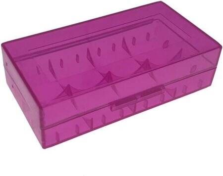 Pink Waterproof 2x 18650 Battery Portable Clear Plastic Storage Box Size: 78x42x21mm - 3