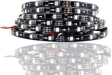 Plastic Cover 12V WS2811 RGB5050 Black SMD LED Strip 144 LED/Meter Flexible 5M/Roll IP67 - 1