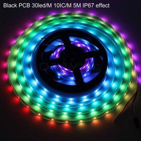 Plastic Cover 12V WS2811 RGB5050 Black SMD LED Strip 144 LED/Meter Flexible 5M/Roll IP67 - 2