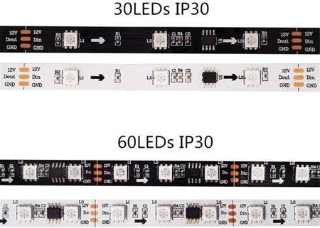 Plastic Cover 12V WS2811 RGB5050 Black SMD LED Strip 144 LED/Meter Flexible 5M/Roll IP67 - 3