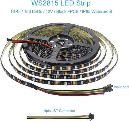 Plastic Cover 12V WS2815 RGB5050 Black SMD LED Strip 30 LED/Meter Flexible 5M/Roll IP67 - 2