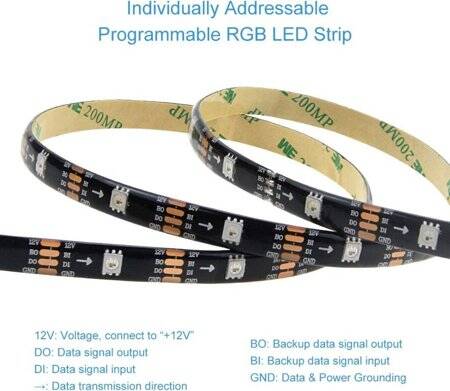 Plastic Cover 12V WS2815 RGB5050 Black SMD LED Strip 30 LED/Meter Flexible 5M/Roll IP67 - 4