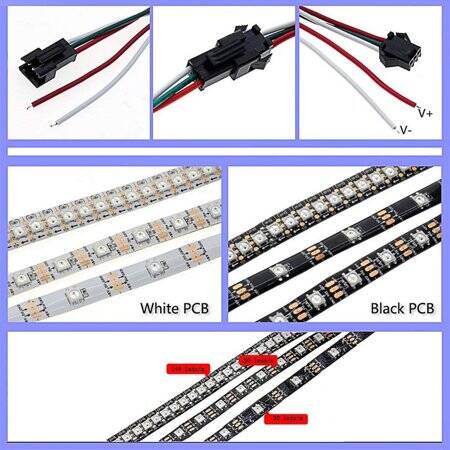 Plastic Cover 5V WS2812B RGB5050 Black Flexible 1M SMD LED Strip 74 LED/Meter IP67 - 5