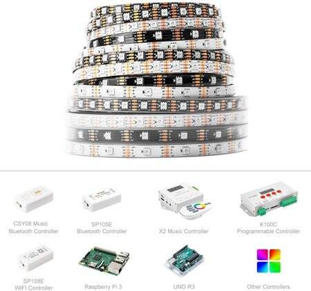 Plastic Cover 5V WS2813B RGB5050 White SMD LED Strip 60 LED/Meter Flexible 5M/Roll IP67 - 5